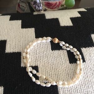 Vintage 2 strand 14K gold and pearl bracel…